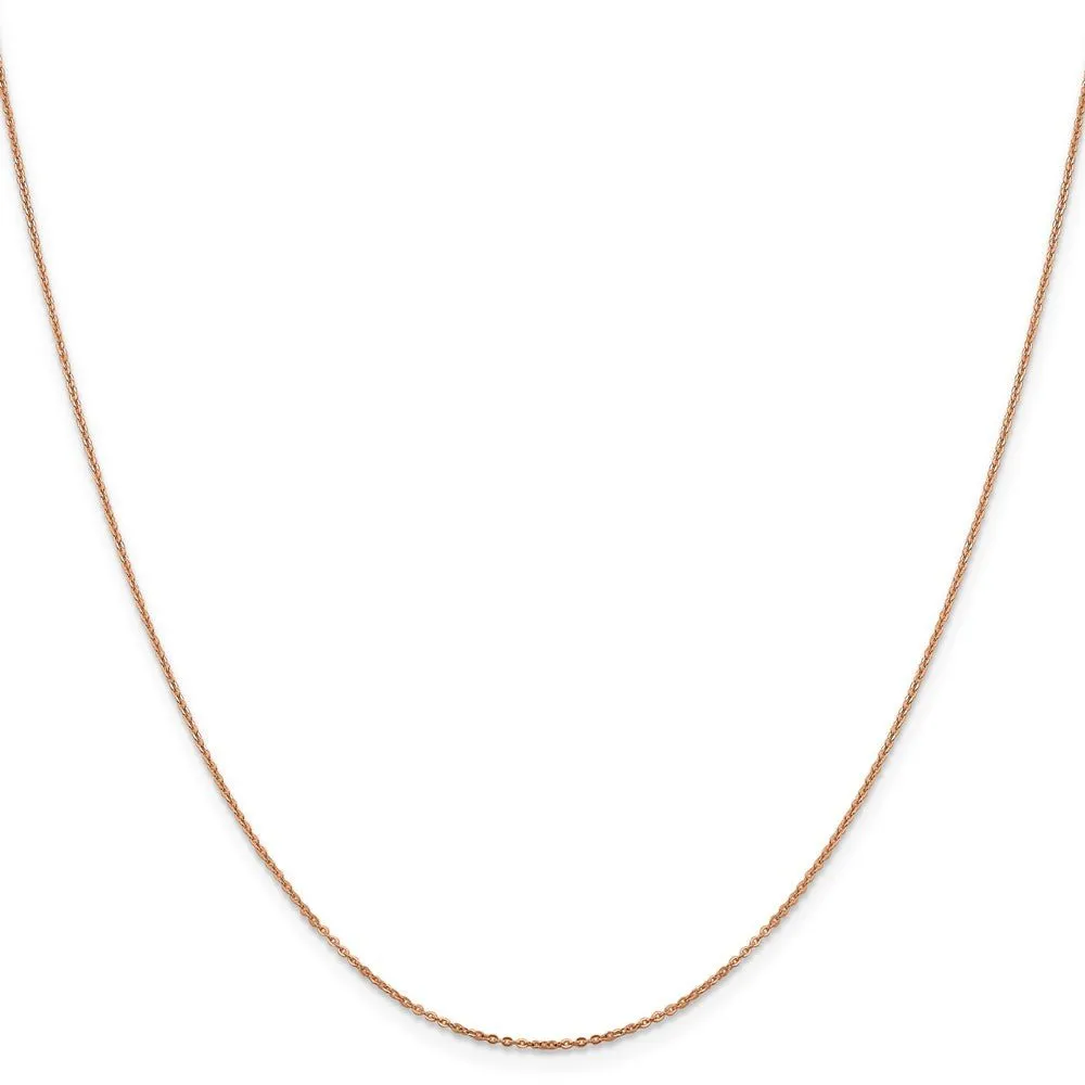 1.1mm 14K Rose Gold Solid Flat Cable Chain Necklace