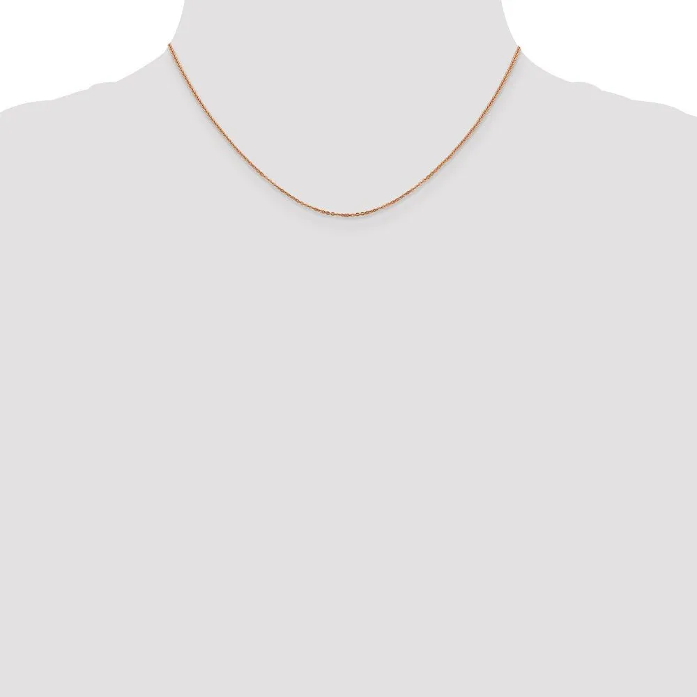 1.1mm 14K Rose Gold Solid Flat Cable Chain Necklace