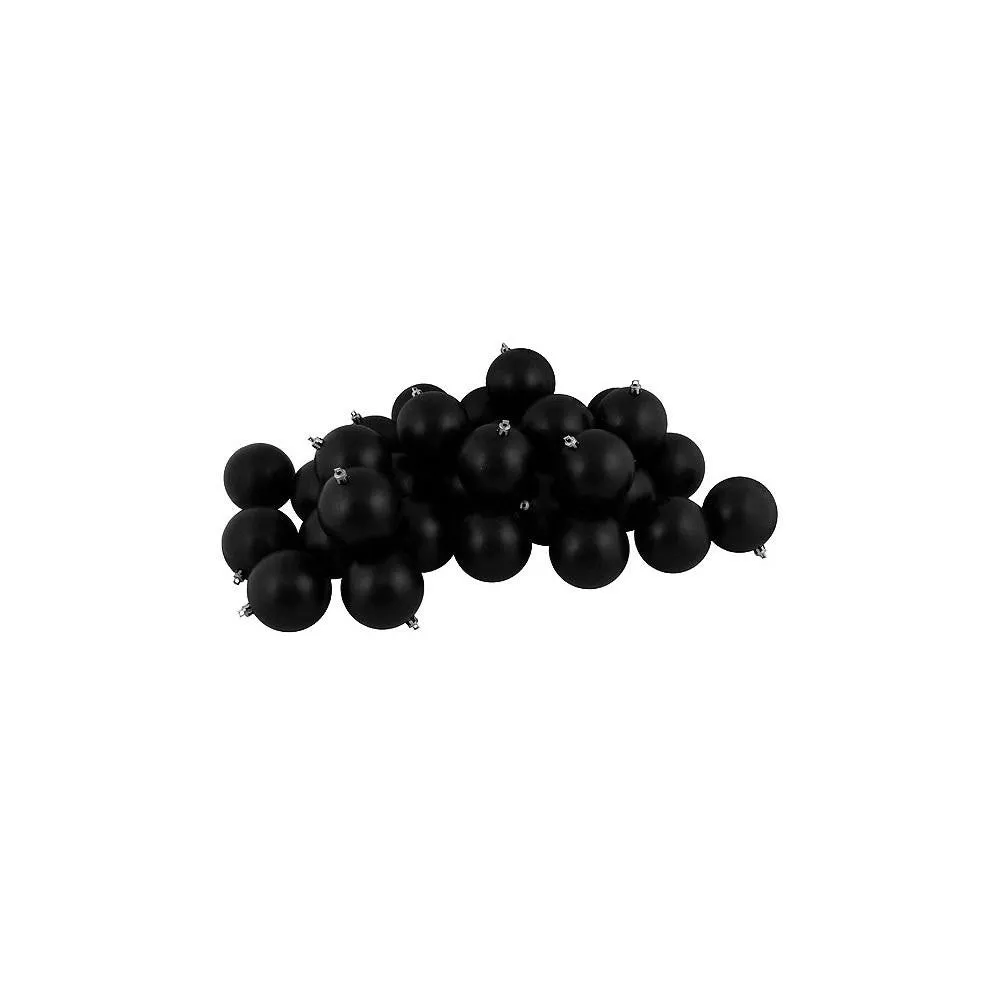 12ct Shatterproof Matte Jet Black Christmas Ball Ornaments 4" (100mm)