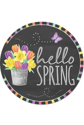 12" Metal Sign: Hello Spring