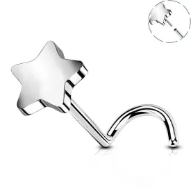 20G Titanium Star Threadless Push Pin Nose Screw Stud Nostril Ring