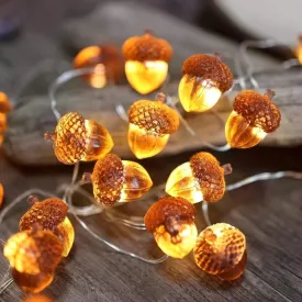 30 LEDs Battery Powered Acorn String Lights, 9.8ft Fall Lights for Thanksgiving Decorations, Forest Decor, Fairy Decorative Lights for Bedroom Farmhouse Home Holiday, Halloween Christmas Decorations