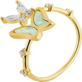 Adjustable Opal Butterfly Ring