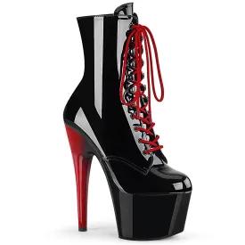 ADORE-1020 Pleaser Shoes Black and Red Exotic Dancer Boot