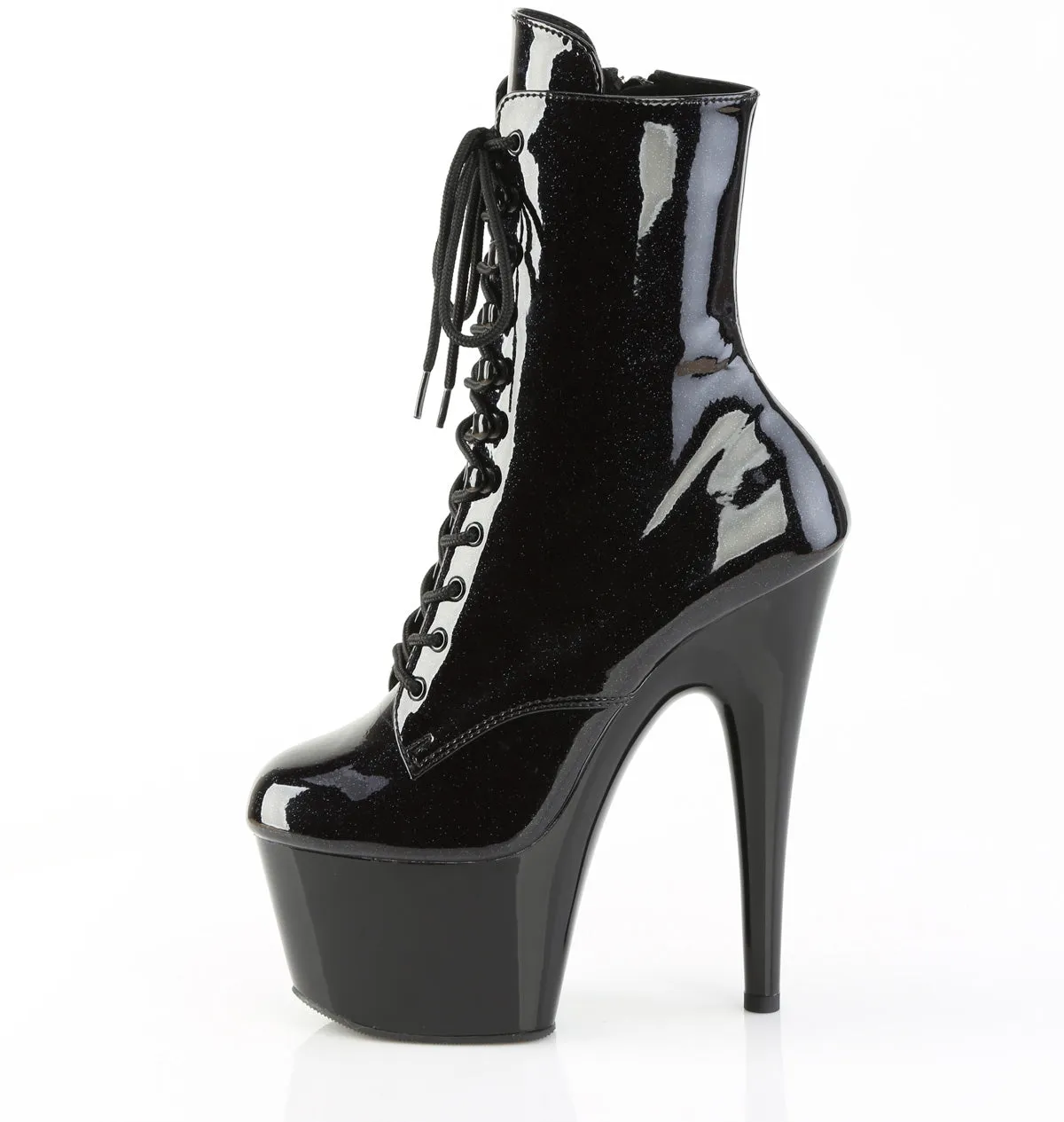 ADORE-1020BLG Black Glitter Platform Ankle Boots