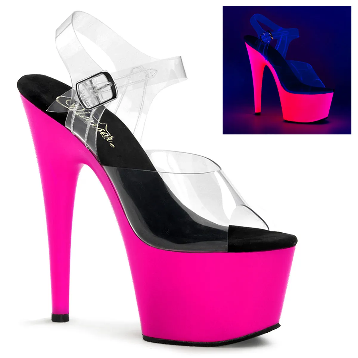 ADORE-708UV Neon Pink Glow Blacklight Stripper Shoes