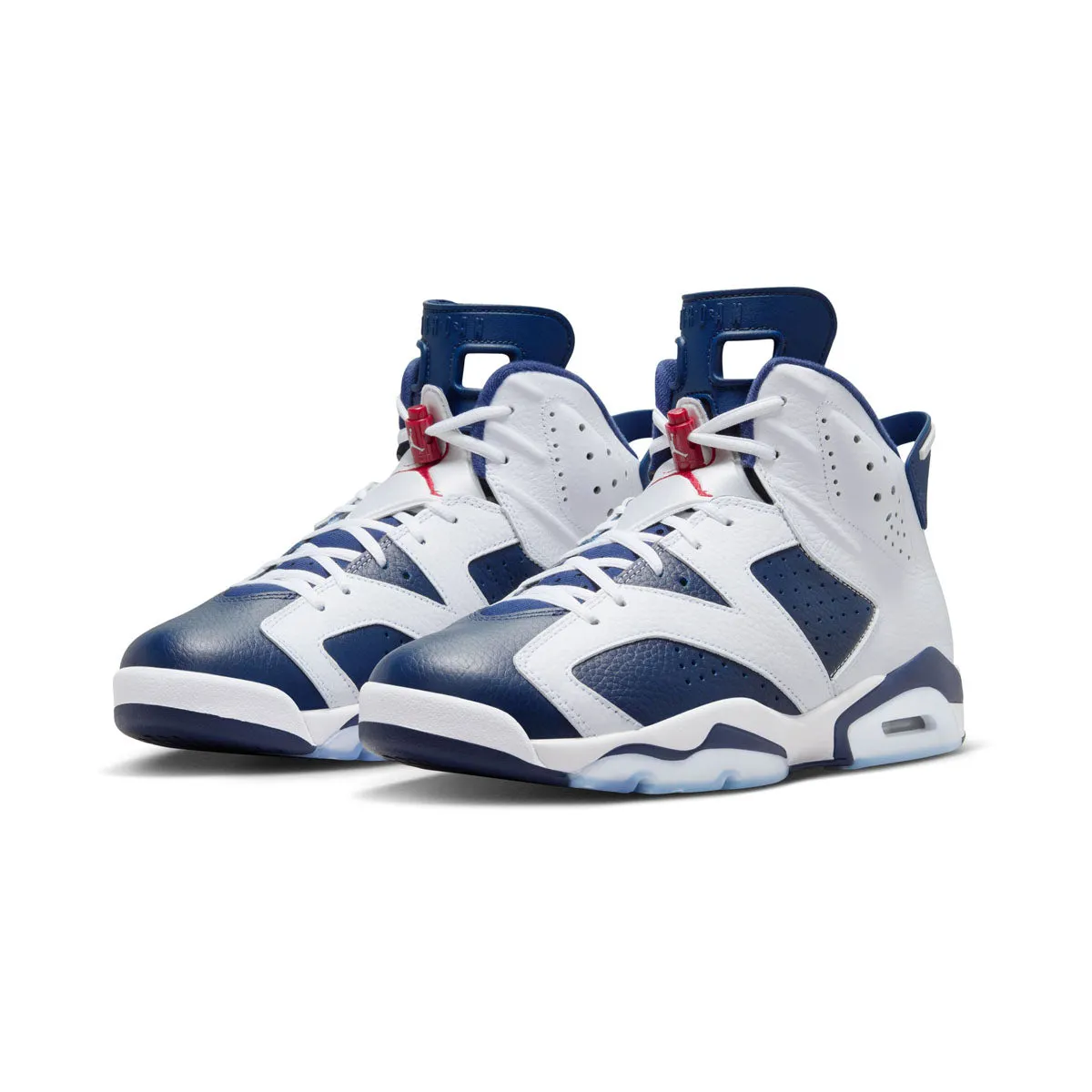 Mens White and Midnight Navy Air Jordan 6 Retro Shoes