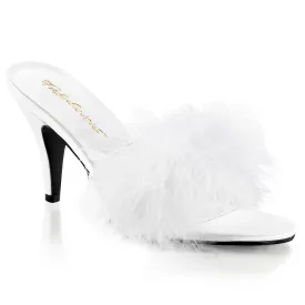 AMOUR-03 White Marabou High Heel Sandals