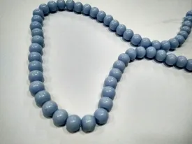 Aqua Blue Opaque Spherical Pressed Glass Beads (8 mm)