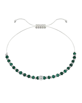 Aventurine Gemstone String of Love Bracelet for Luck - 14K White Gold