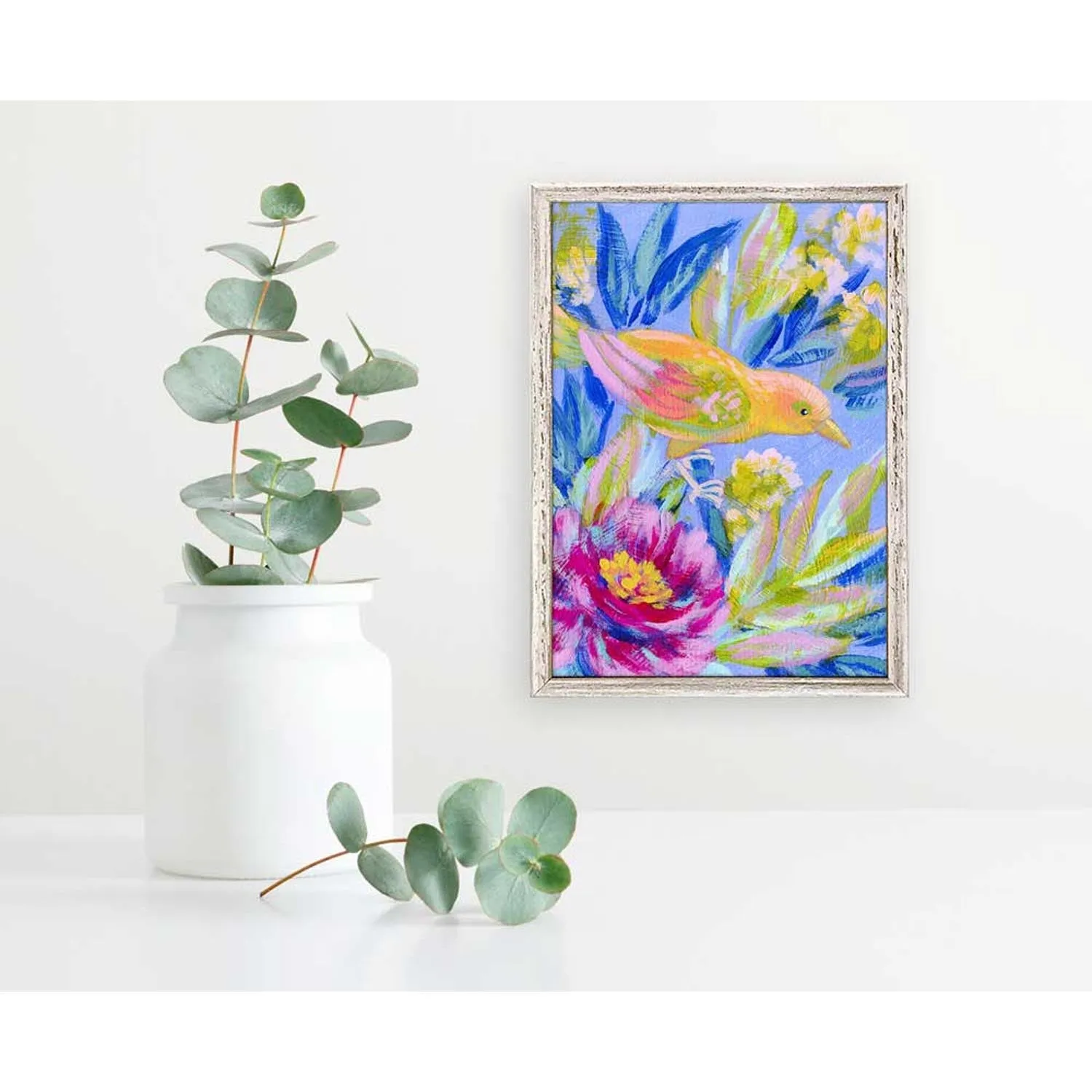 Birdsong In Blue 2 Mini Framed Canvas