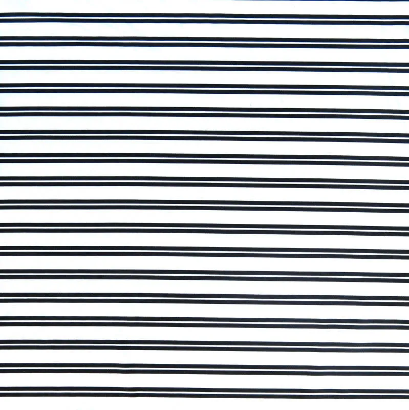 Black Double Stripe on White Nylon Spandex Swimsuit Fabric