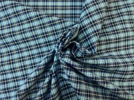 Blue & White Small Plaid Cotton Print