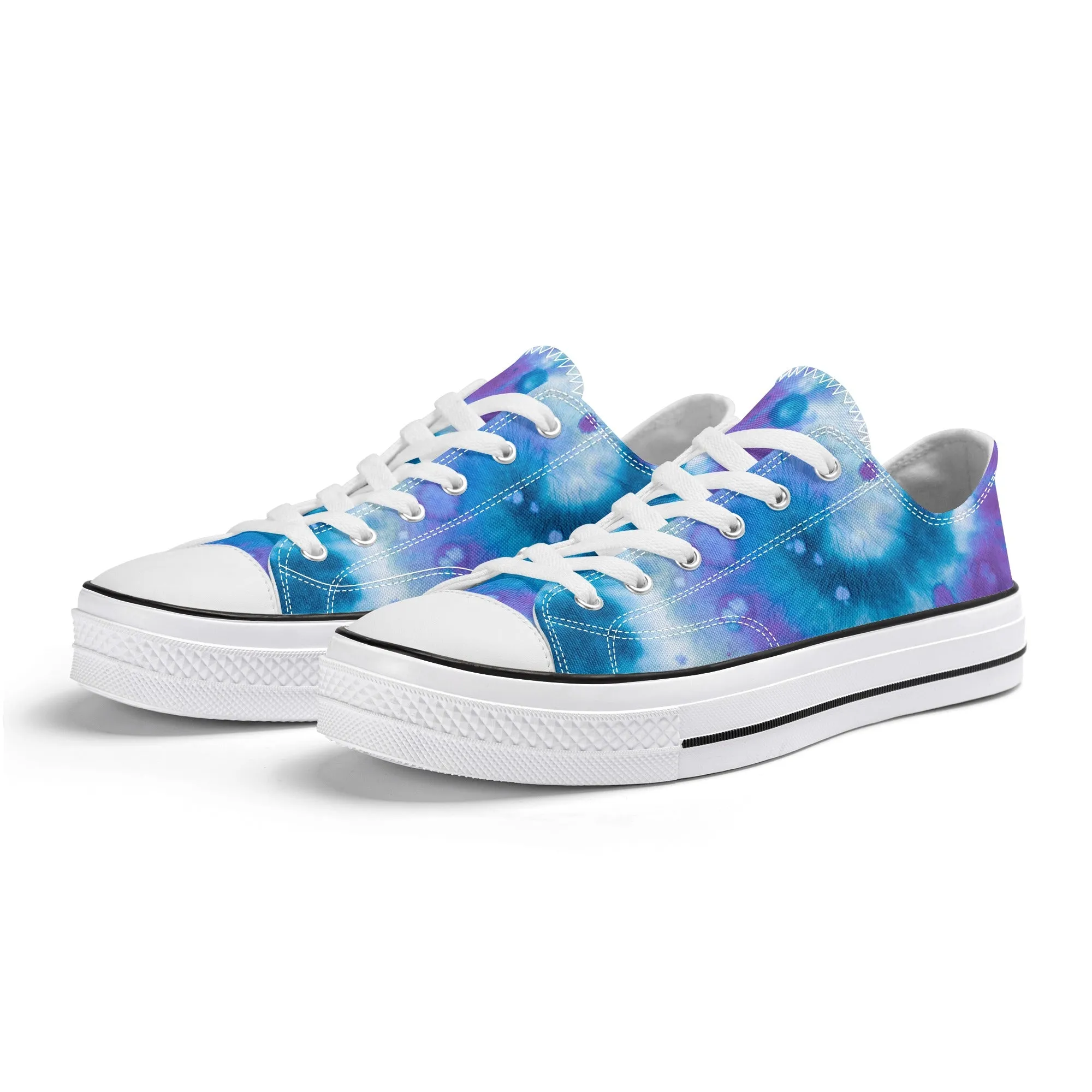 Blue Tie Dye Pattern - Womens Classic Low Top Canvas Shoes for Footwear Lovers