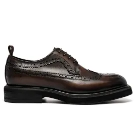 Brown leather brogue shoes for men