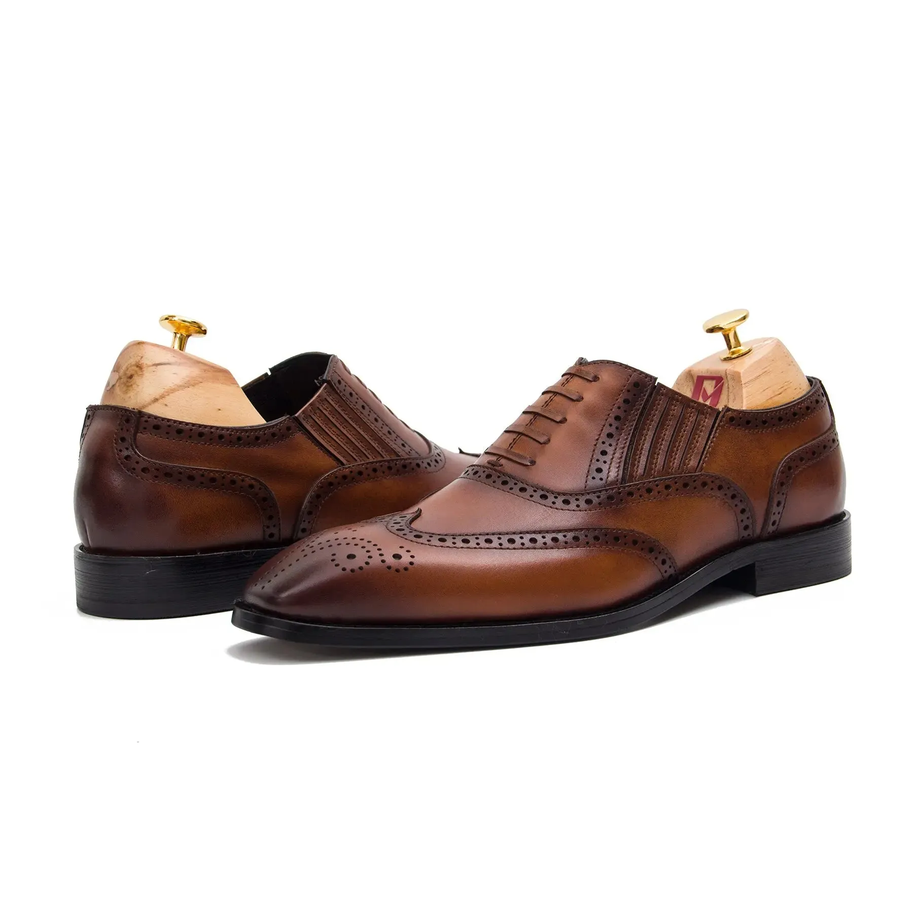 Brown wingtip dress shoes