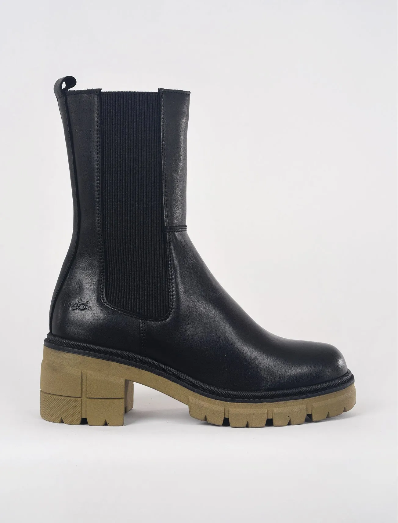 Brunas Chelsea Boot, Black/Khaki