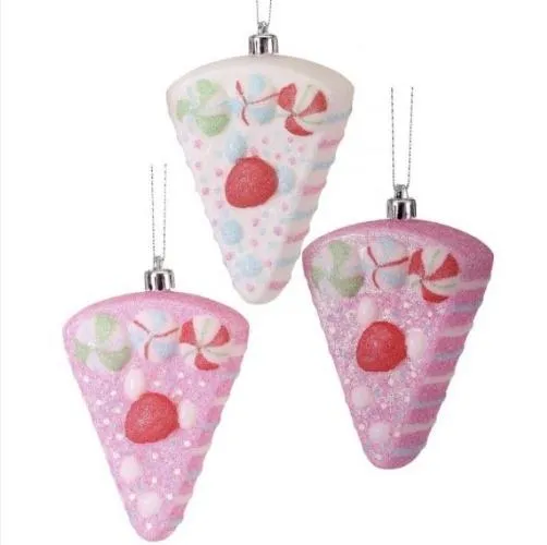 Cake slice ornaments - set of 3