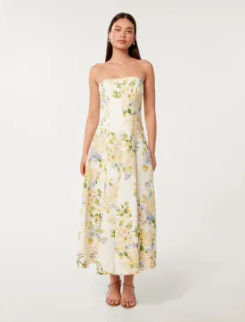 Charlotte Strapless Printed Midi Dress