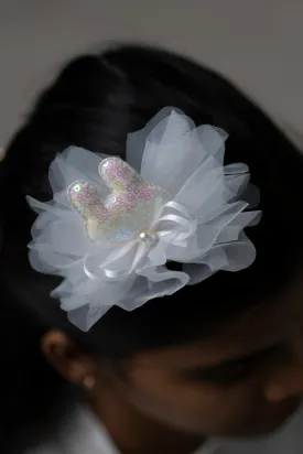 Charming Pastel Pink Sequined Tulle Hair Clip for Girls