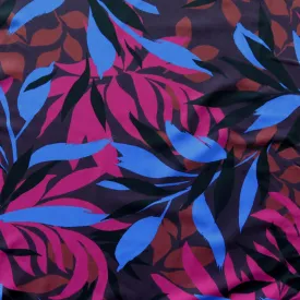 Colorful Foliage on Merlot Nylon Spandex Swimsuit Fabric