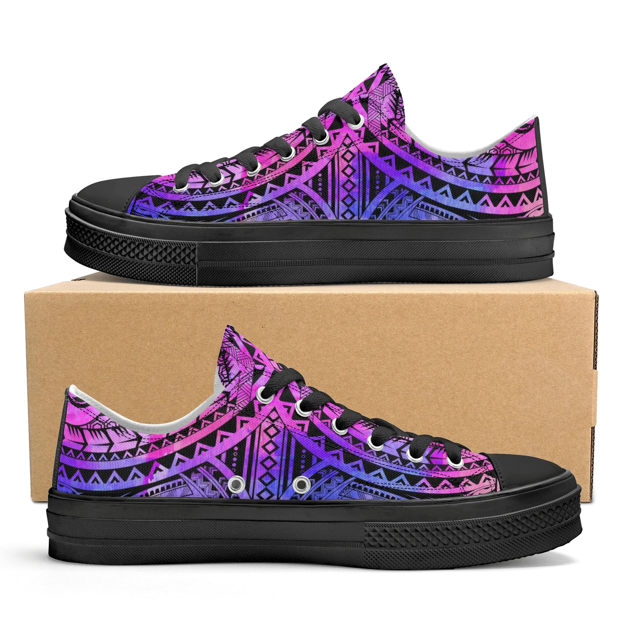 Colorful Purple Abstract Design Pattern - Mens Classic Low Top Canvas Shoes for Footwear Lovers