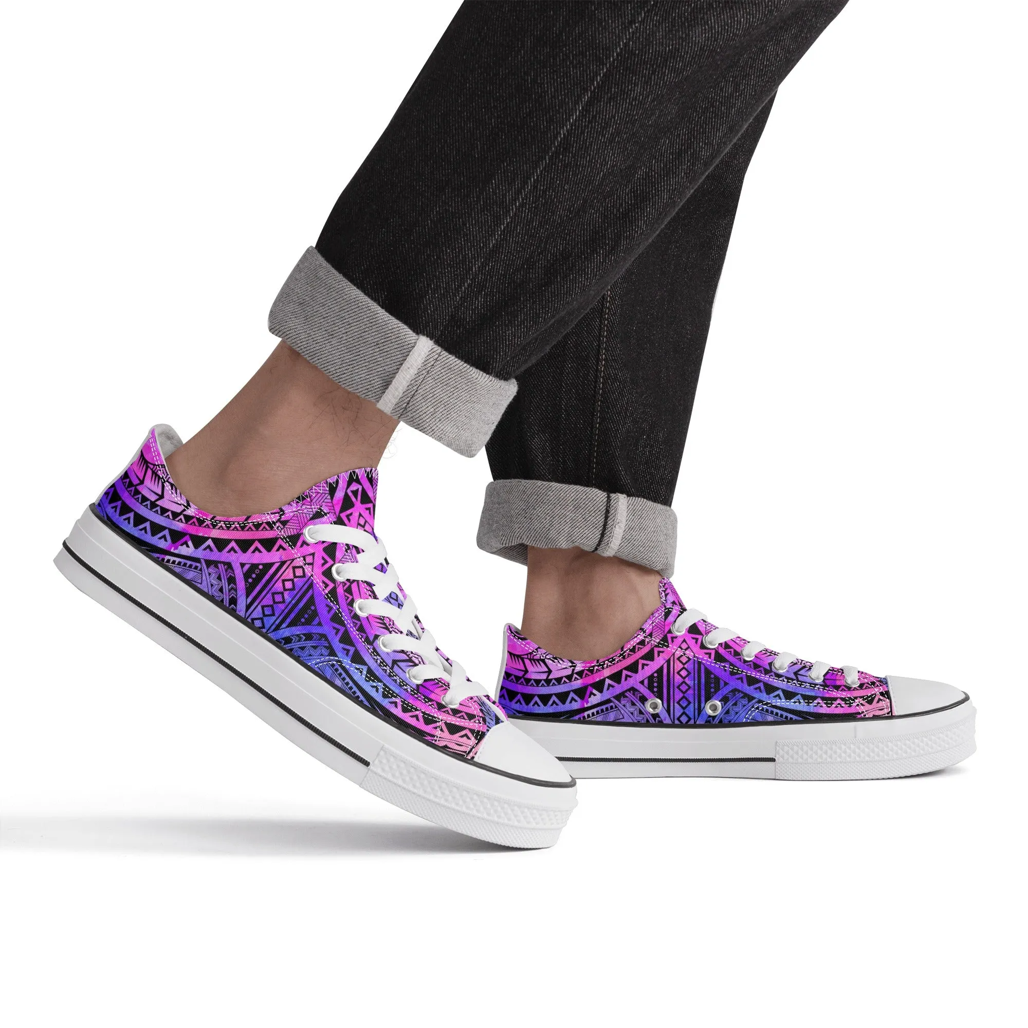 Colorful Purple Abstract Design Pattern - Mens Classic Low Top Canvas Shoes for Footwear Lovers