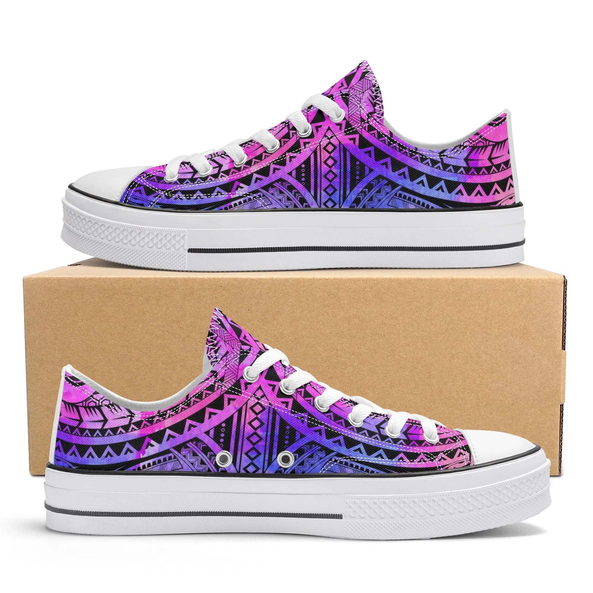 Colorful Purple Abstract Design Pattern - Mens Classic Low Top Canvas Shoes for Footwear Lovers