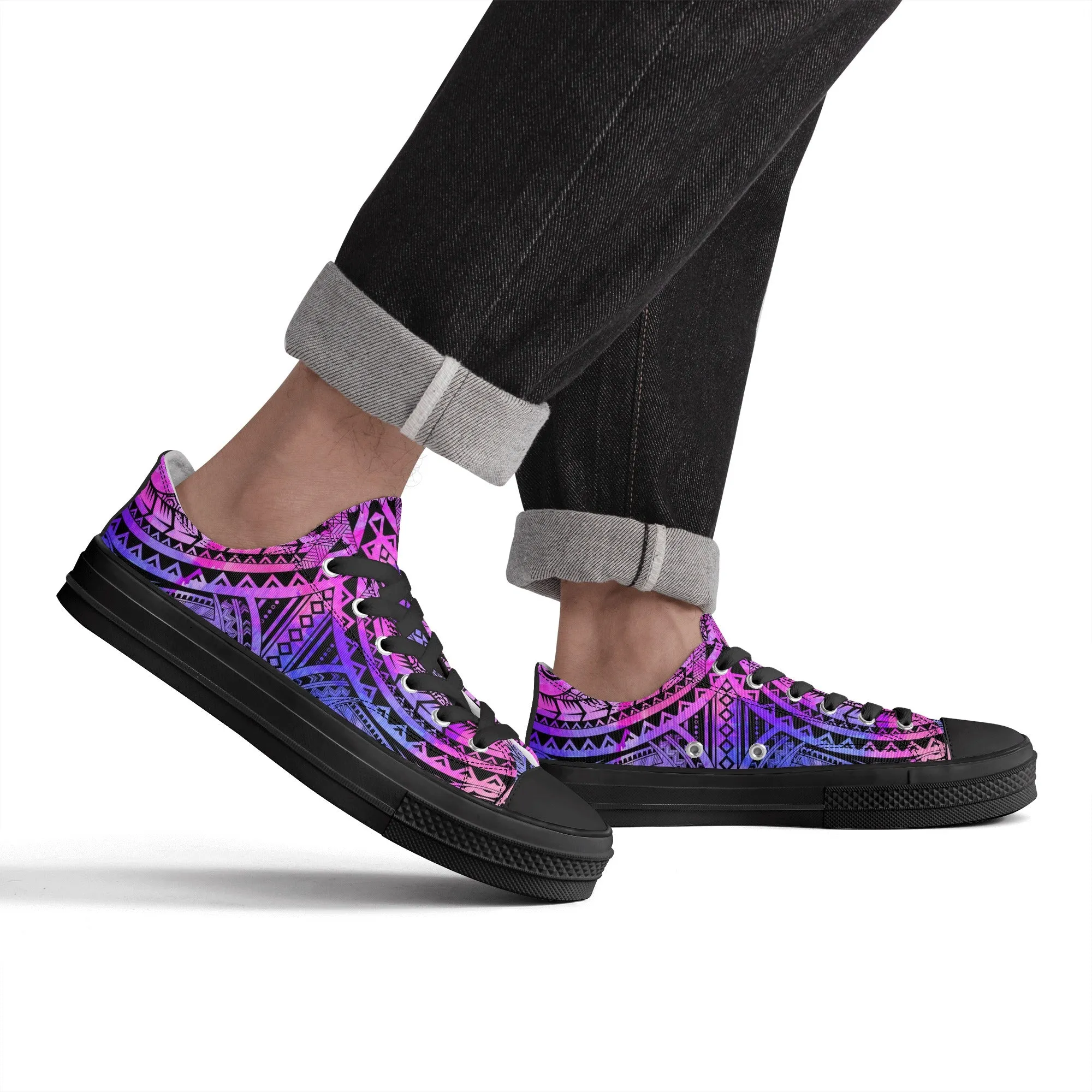 Colorful Purple Abstract Design Pattern - Mens Classic Low Top Canvas Shoes for Footwear Lovers