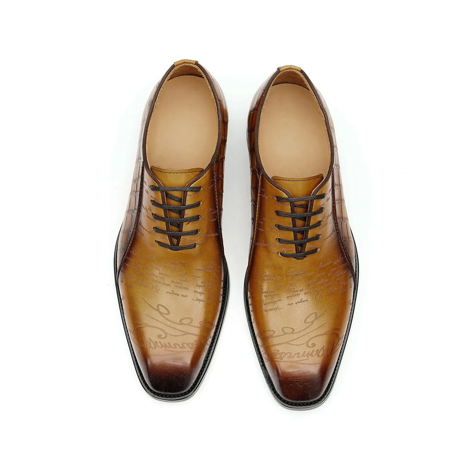 Crocodile embossed leather oxford shoes