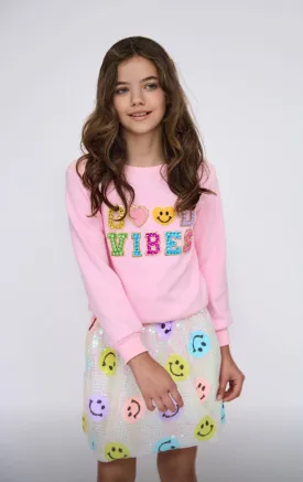 Crystal GOOD VIBES Sweatshirt Pink