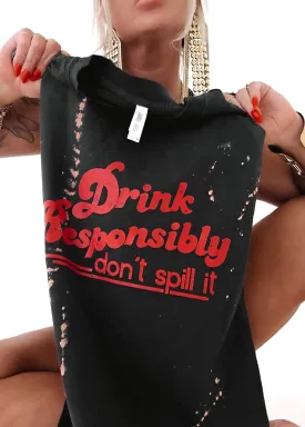 DRINK RESPONSIBLY BLEACHED OUT SIDE SLIT TEE