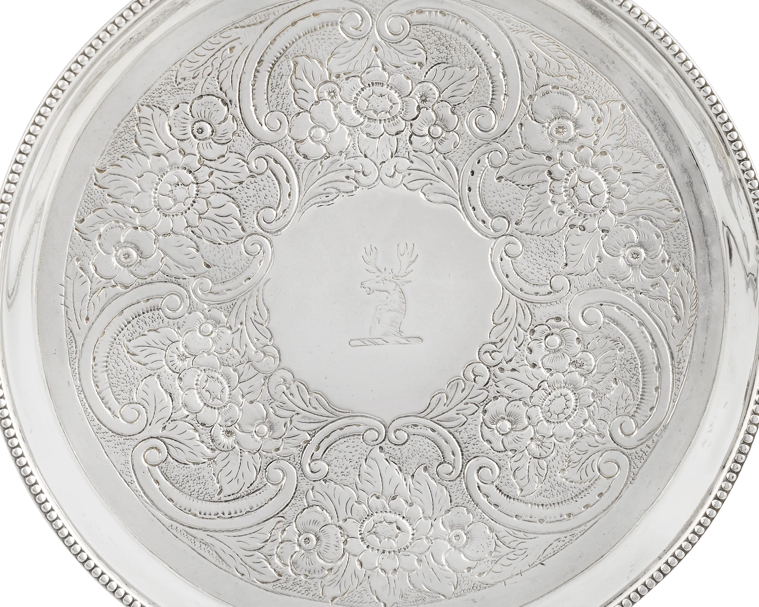 Engraved Stag Silver Salver