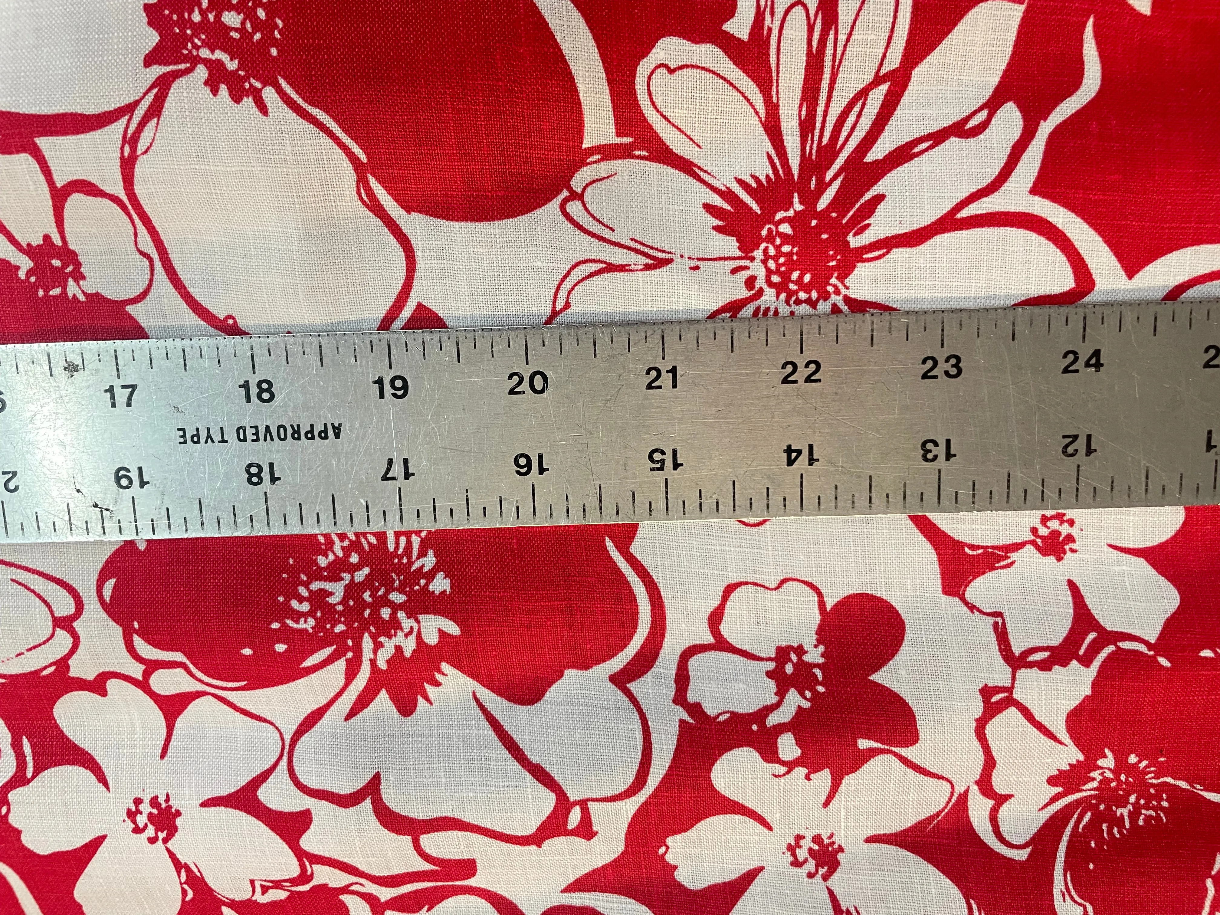 Floral Printed Linen - Red & White