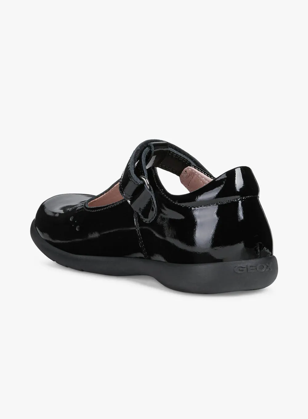 Geox Naimara School Shoes in Black Patent