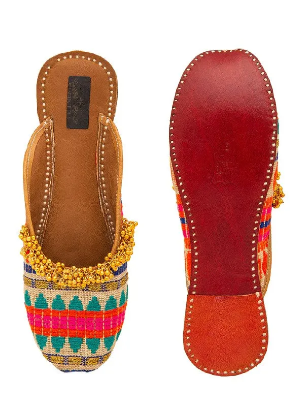 Ghungroo Edit - Multi Colored Embellished Open Back Juttis