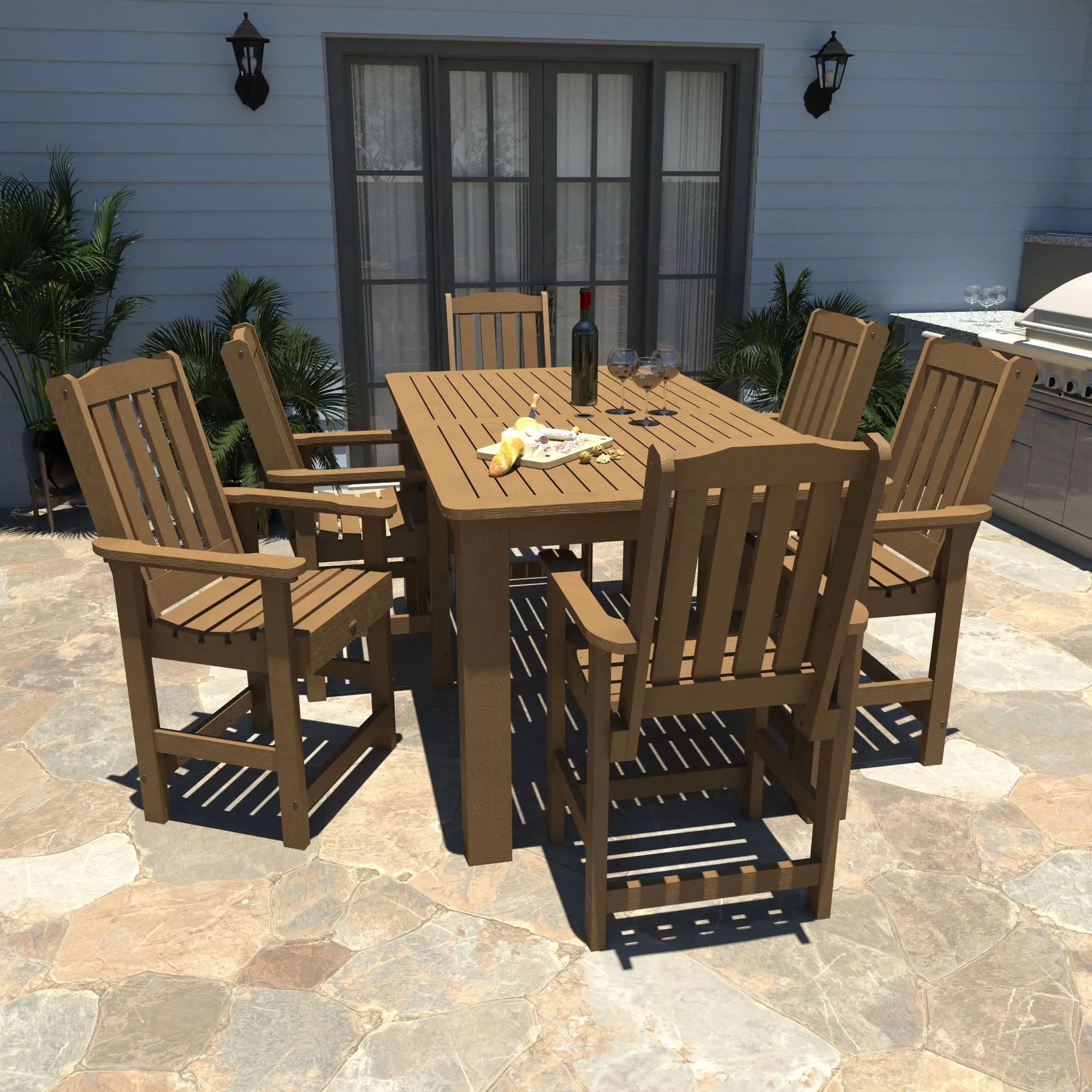 Lehigh 7pc Rectangular Outdoor Dining Set 42in x 72in - Counter Height