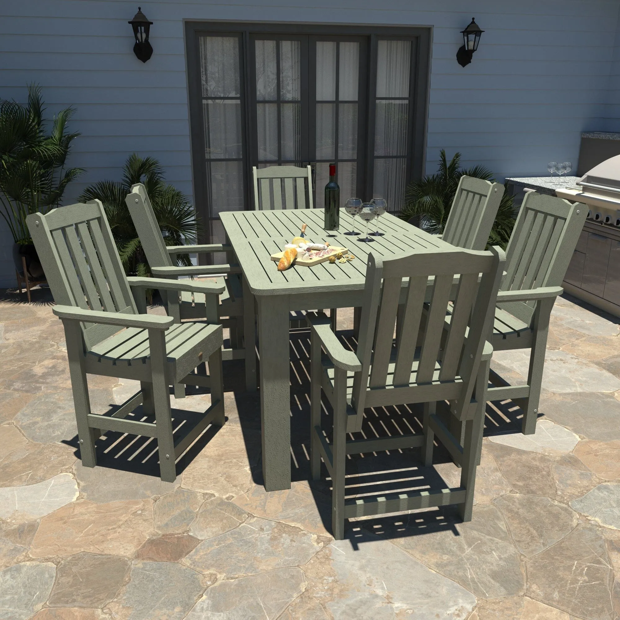 Lehigh 7pc Rectangular Outdoor Dining Set 42in x 72in - Counter Height