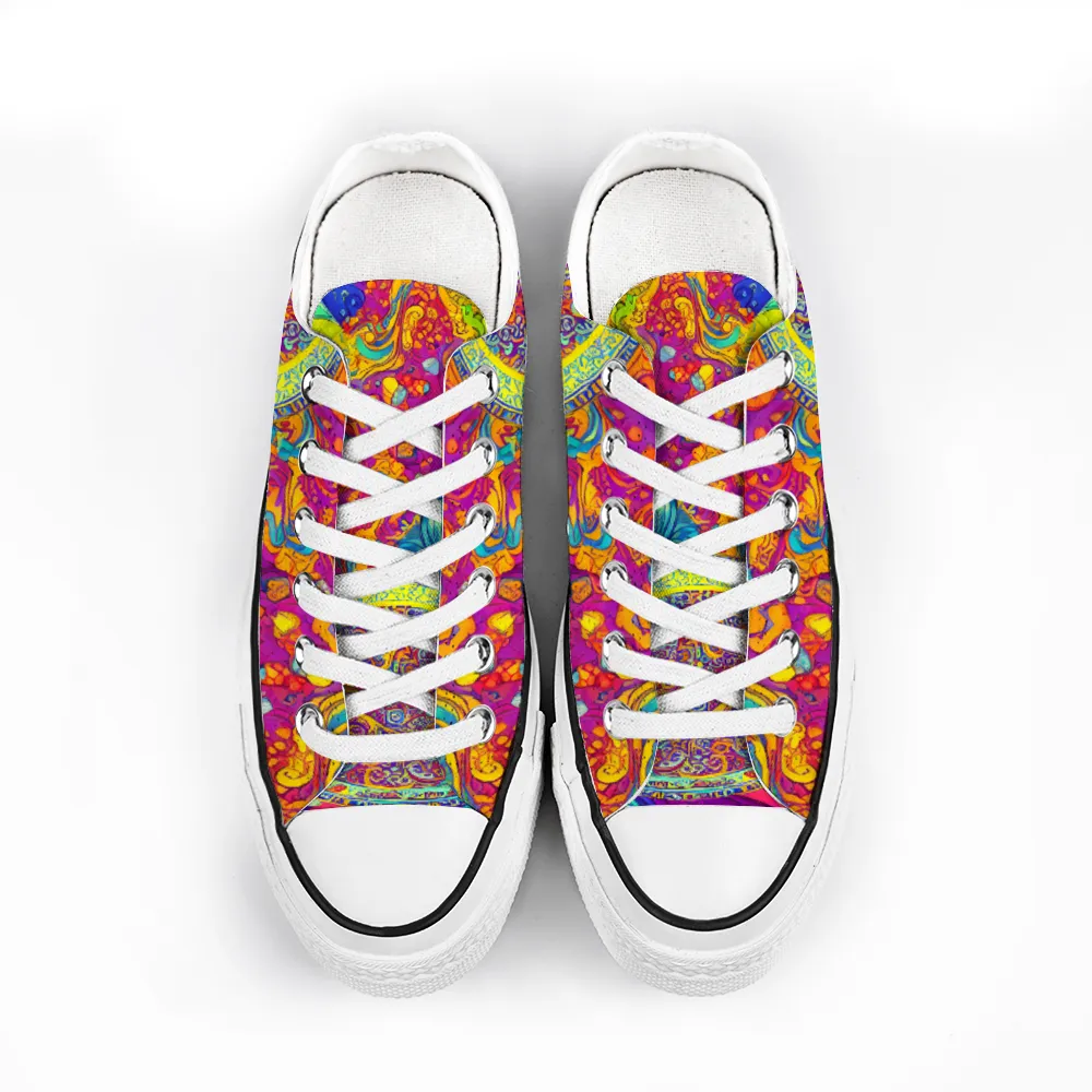 Mandala Pattern Collection - Classic Unisex Low Top Canvas Sneakers