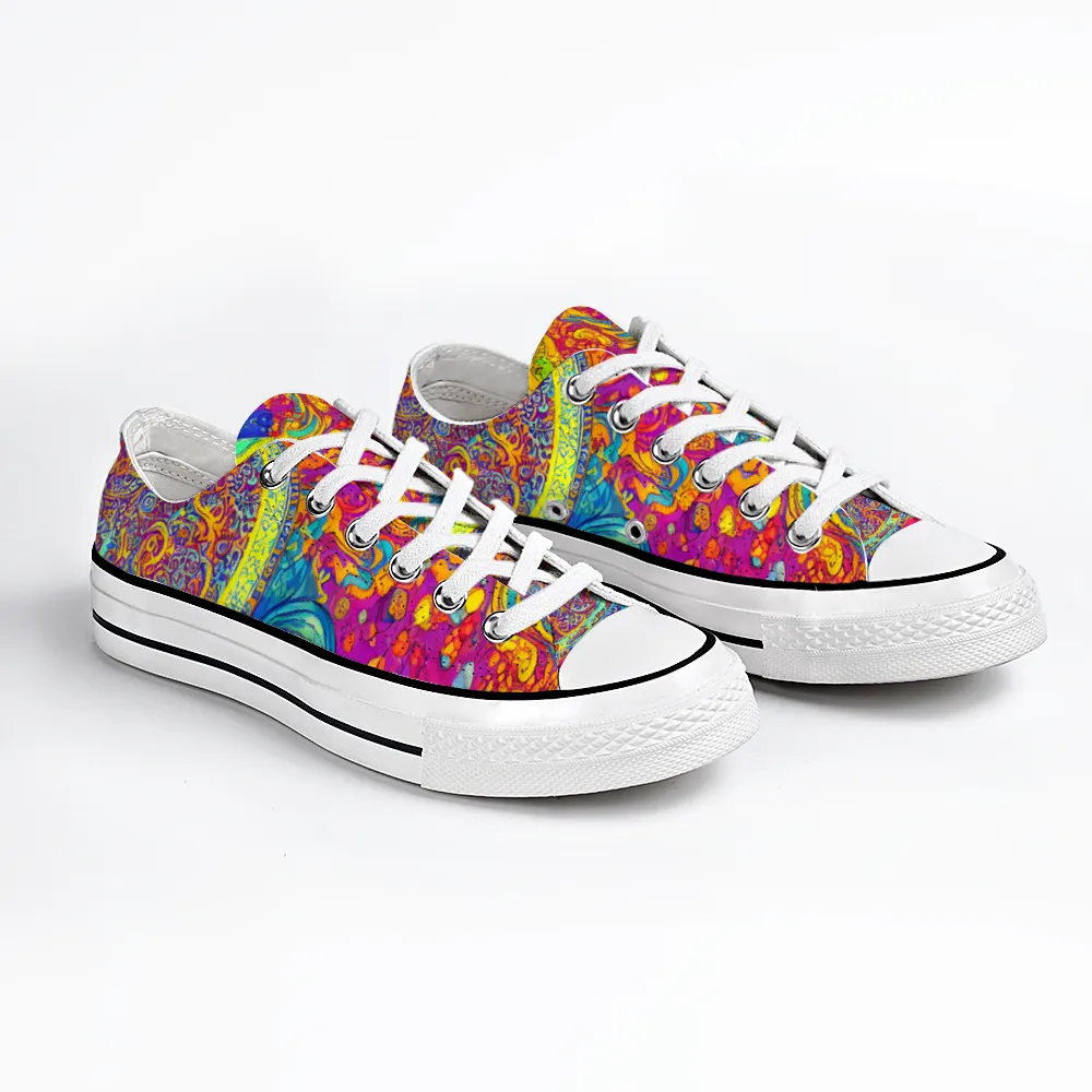 Mandala Pattern Collection - Classic Unisex Low Top Canvas Sneakers