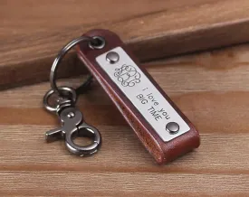 Monogram Engraved Leather Keychain for Valentine's Gift