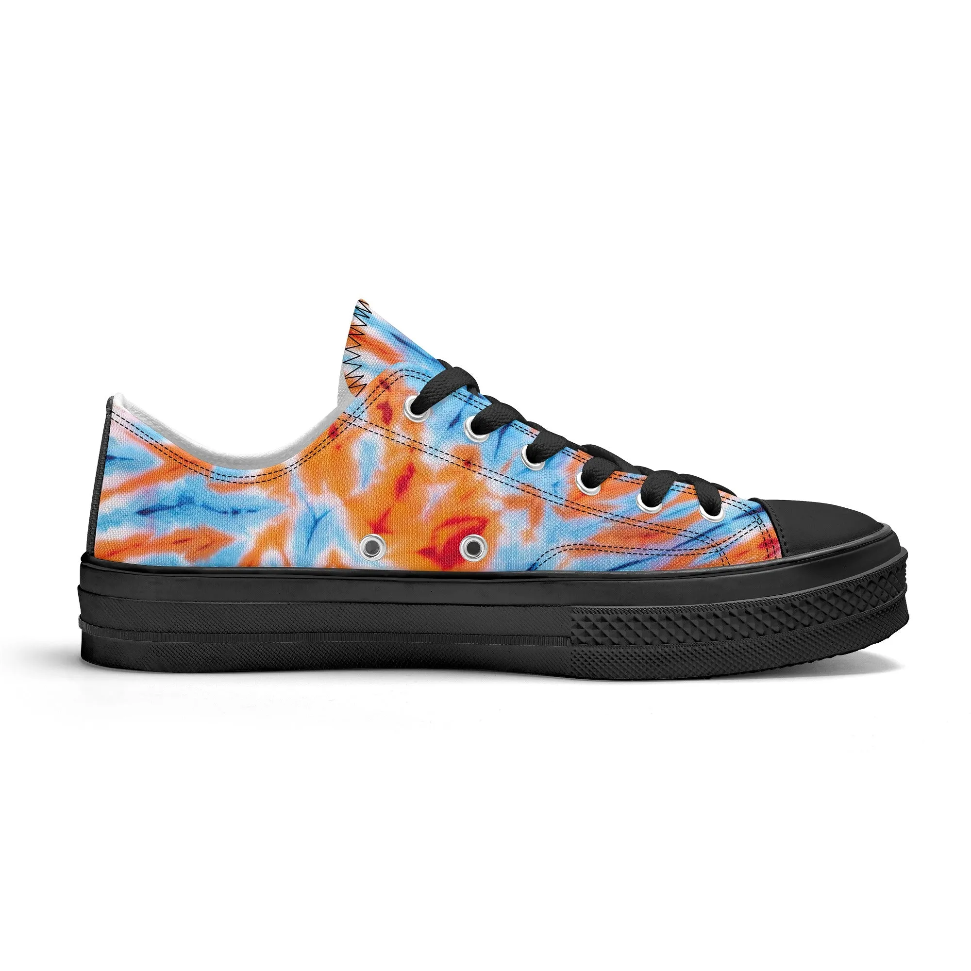 Orange and Blue Tie Dye Pattern - Mens Classic Low Top Canvas Shoes for Footwear Lovers