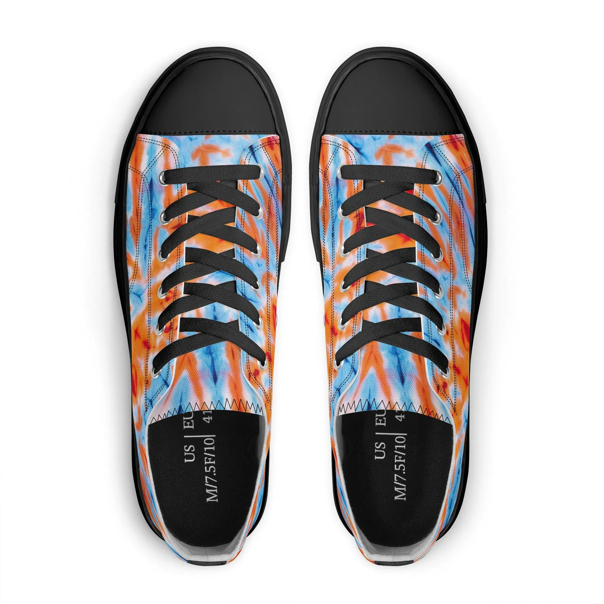 Orange and Blue Tie Dye Pattern - Mens Classic Low Top Canvas Shoes for Footwear Lovers