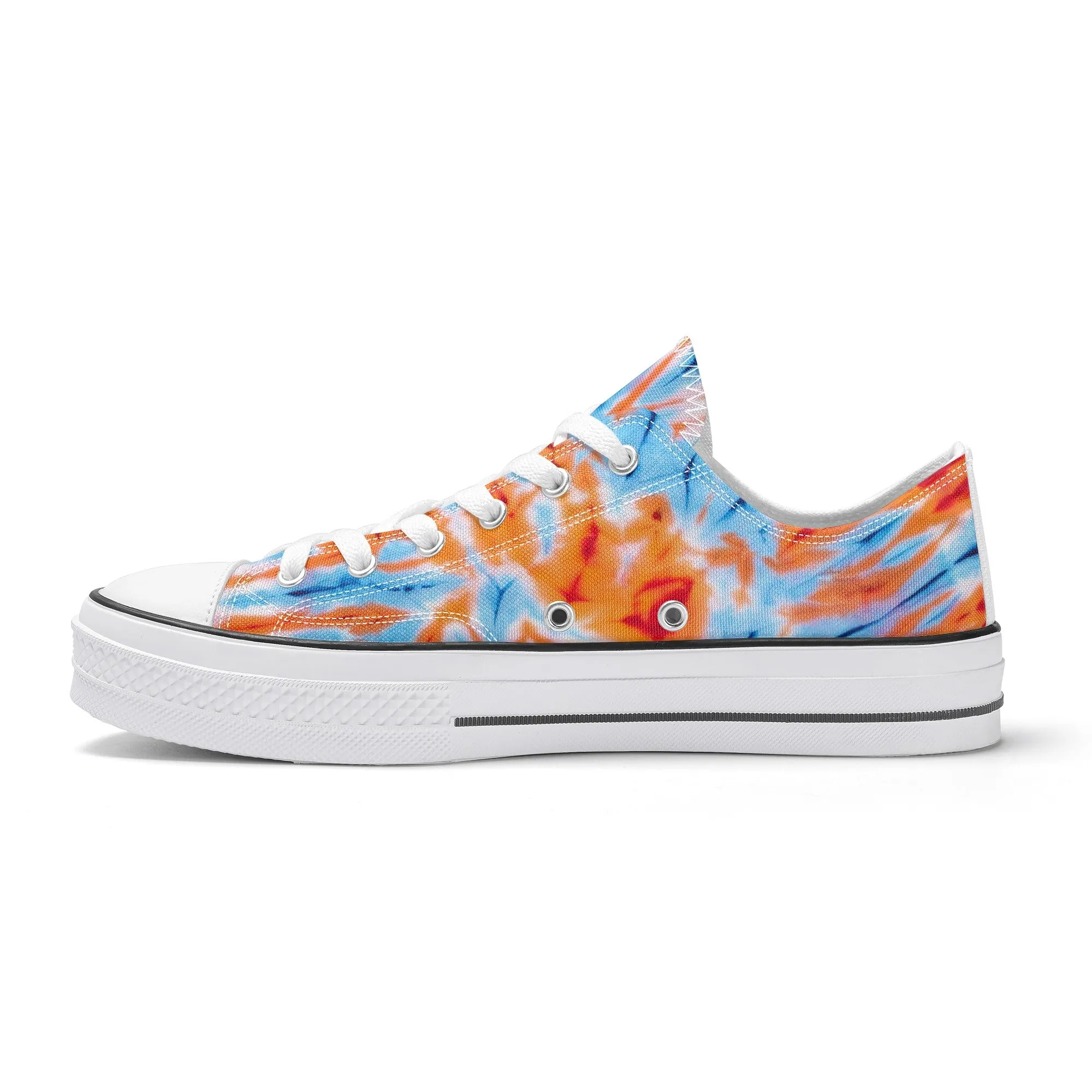 Orange and Blue Tie Dye Pattern - Mens Classic Low Top Canvas Shoes for Footwear Lovers