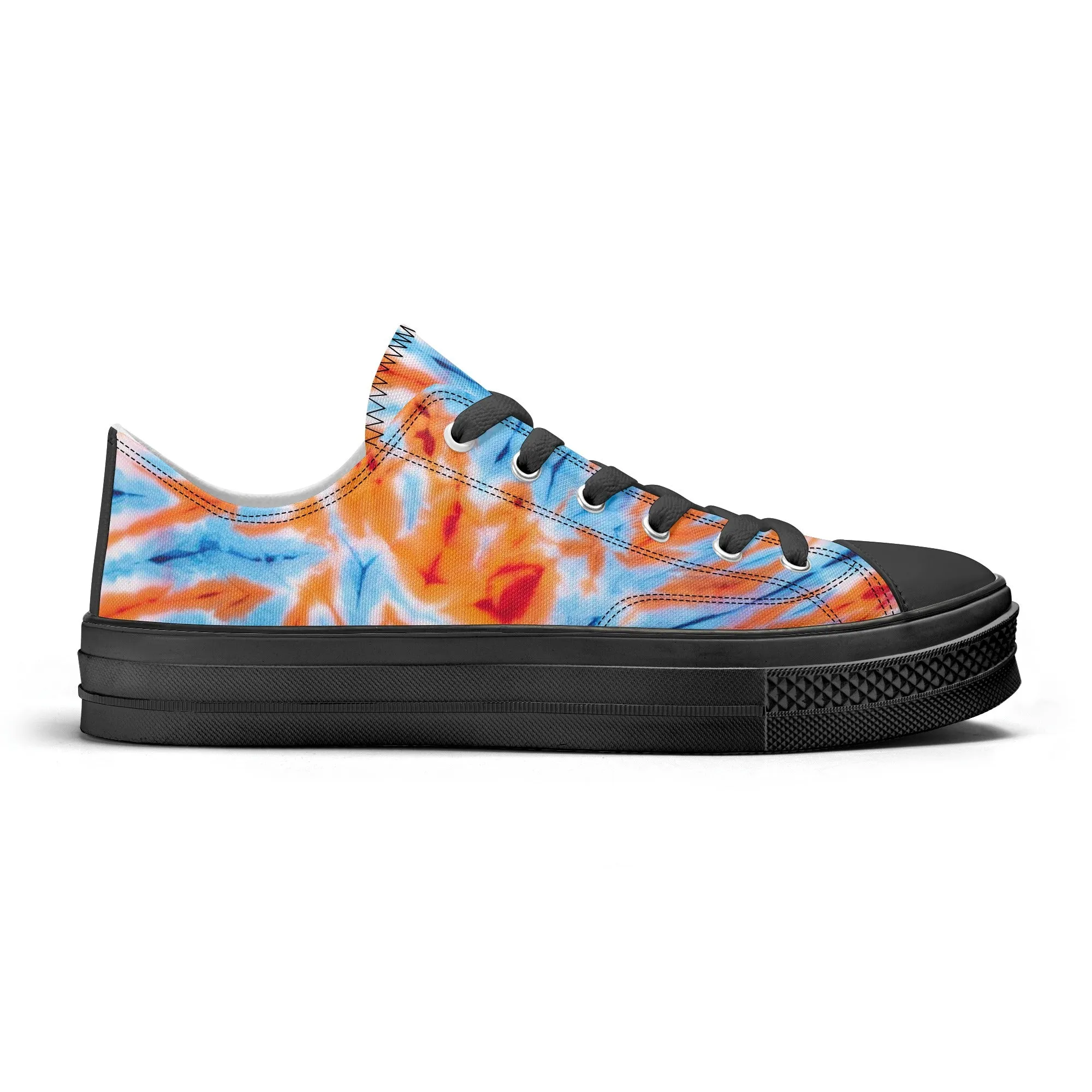 Orange and Blue Tie Dye Pattern - Mens Classic Low Top Canvas Shoes for Footwear Lovers