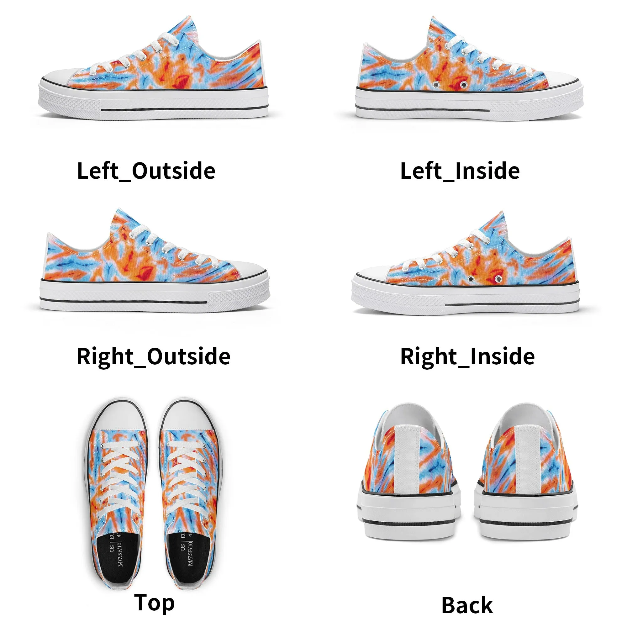 Orange and Blue Tie Dye Pattern - Mens Classic Low Top Canvas Shoes for Footwear Lovers