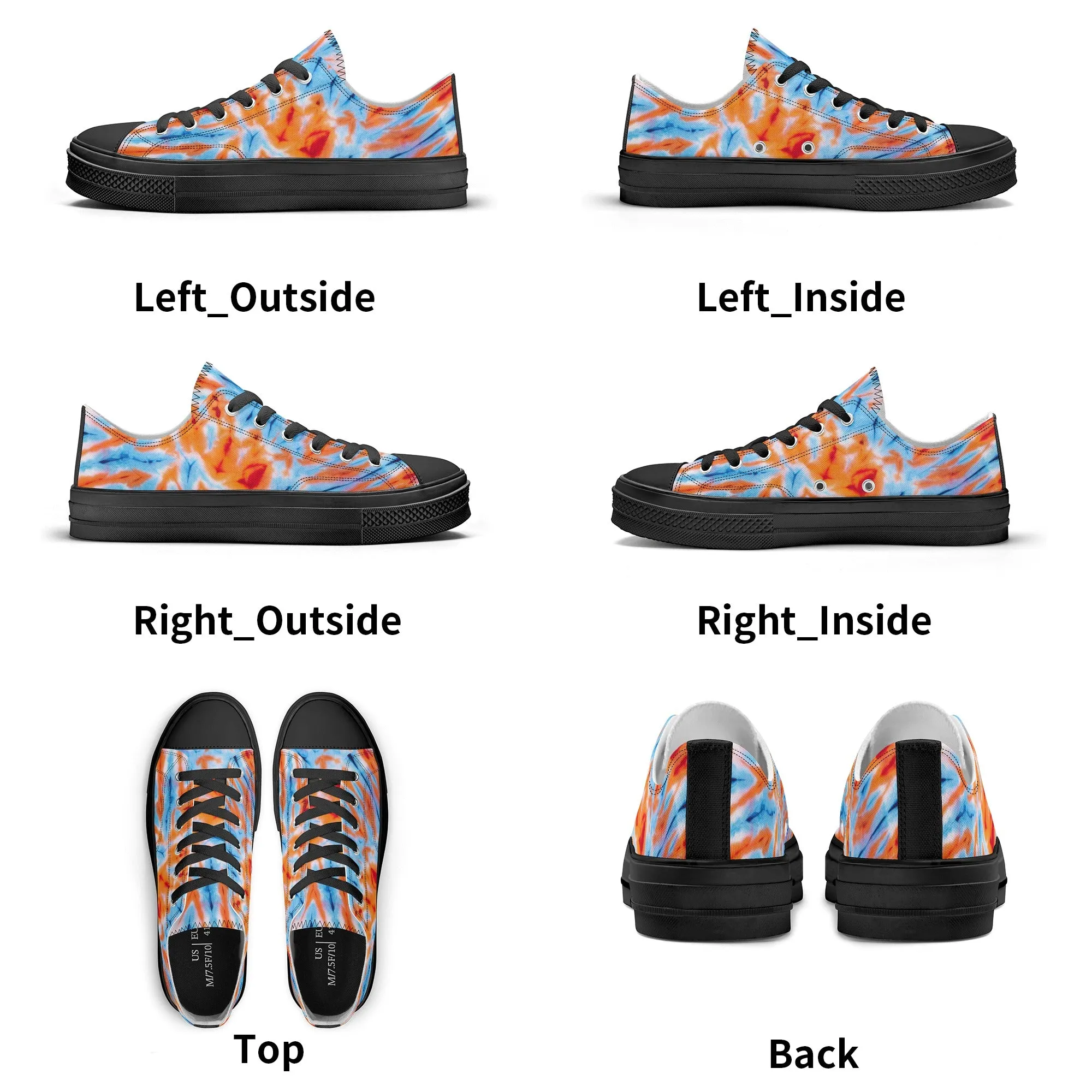 Orange and Blue Tie Dye Pattern - Mens Classic Low Top Canvas Shoes for Footwear Lovers