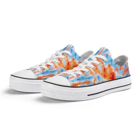 Orange and Blue Tie Dye Pattern - Mens Classic Low Top Canvas Shoes for Footwear Lovers