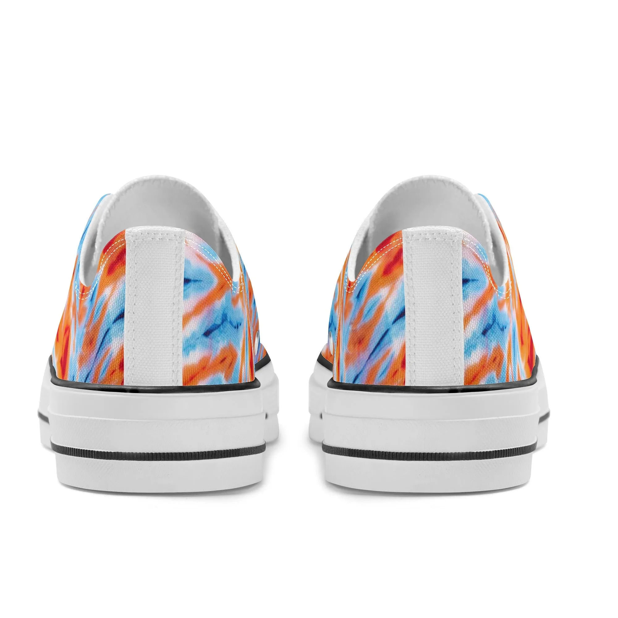 Orange and Blue Tie Dye Pattern - Mens Classic Low Top Canvas Shoes for Footwear Lovers