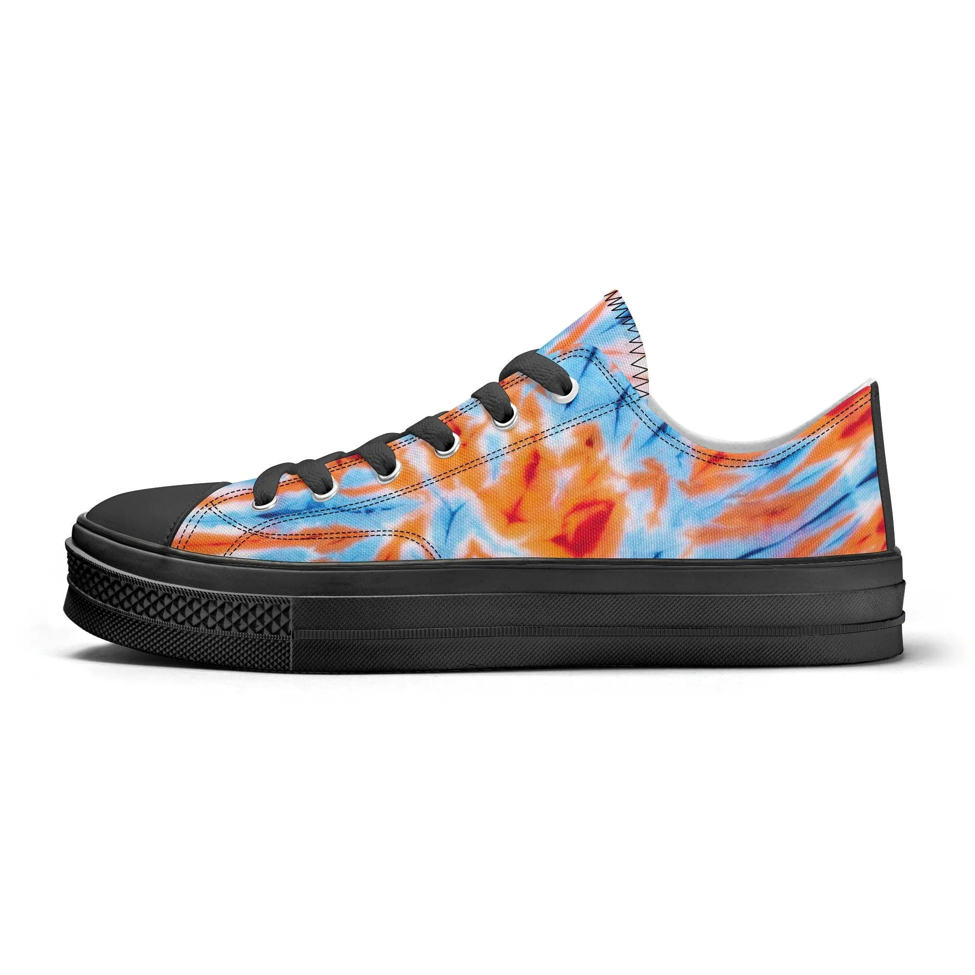 Orange and Blue Tie Dye Pattern - Mens Classic Low Top Canvas Shoes for Footwear Lovers